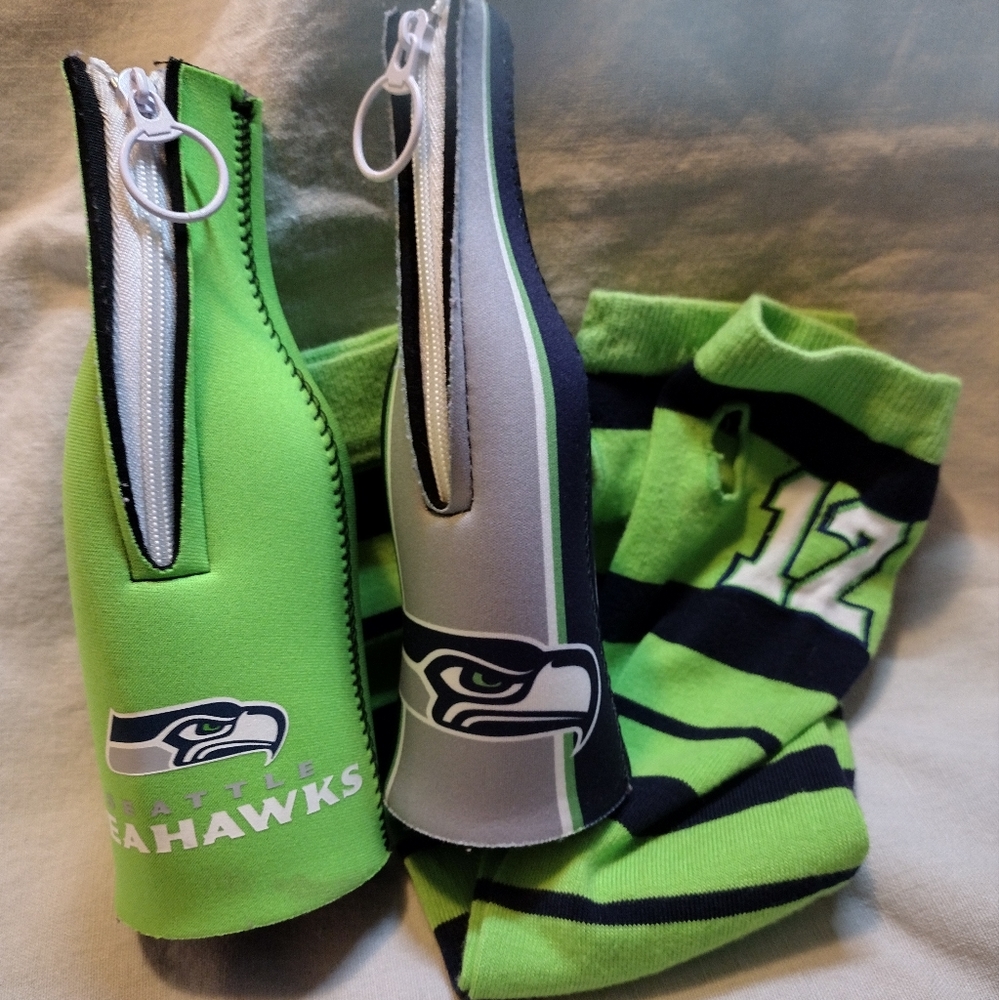Seahawks Fan Pack 2 Coozies "12" Arm Sleeves 💚💙💚